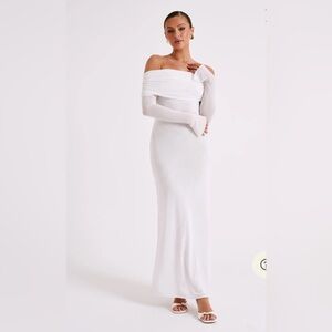 MESHKI Josie Off Shoulder Mesh Maxi Dresss